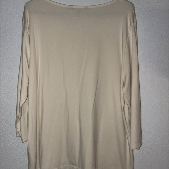 NWT Lauren Ralph Lauren Sulinah Winter Cream 3/4 Sleeve Embroidered Top Size 3X - Picture 2 of 9